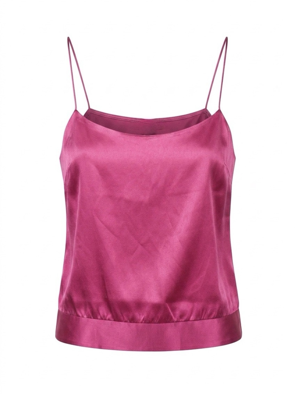Theory Satin Spaghetti-Strap Cami in Purple Fuchsia Size: S